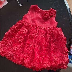 Charming Red Rosette Dress